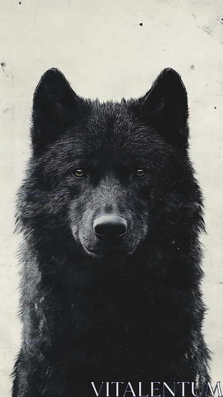 Midnight wolf sentinel staring through the pale silence.