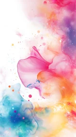 Vibrant fluid color clouds swirl through bright white space