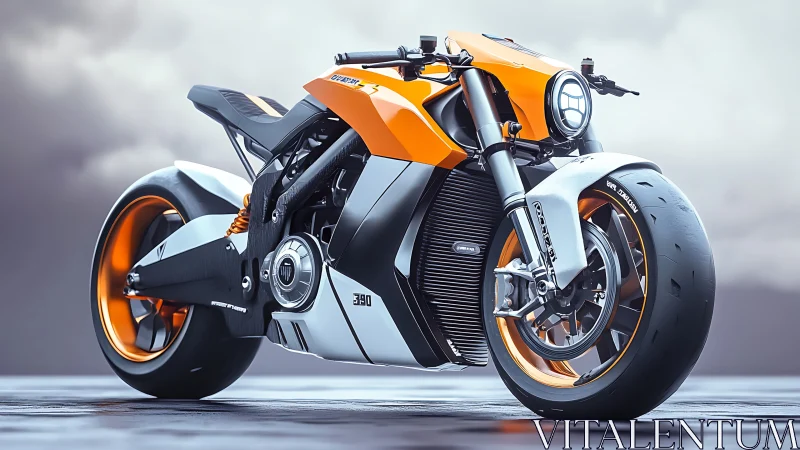 Electric cafe-racer motorcycle rendered in high-detail 3D