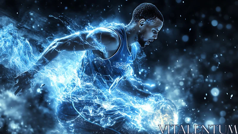 Electro-fluidic basketball drive with kinetic particle bloom.