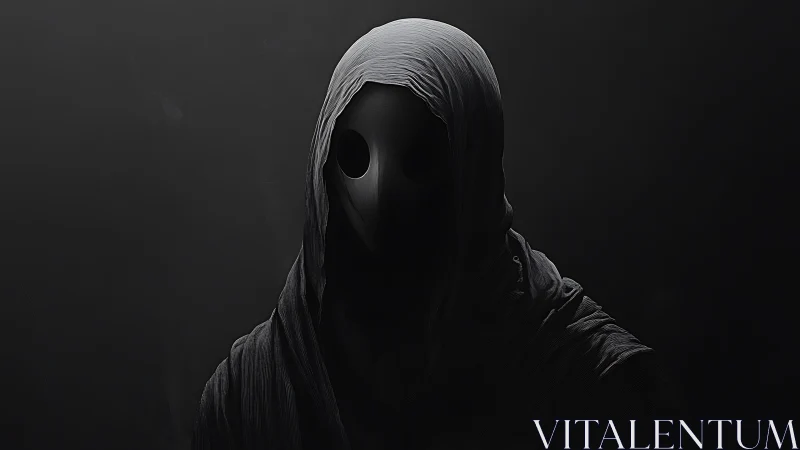 Silent hooded figure in the shadows with haunting grace.