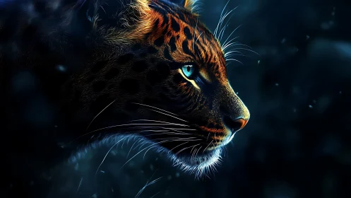 Tiger's Luminous Gaze Pierces Midnight Mystery.