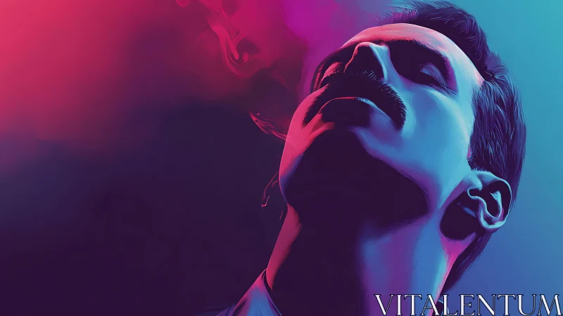 Neon-lit portrait capturing a dreamlike moment of release.