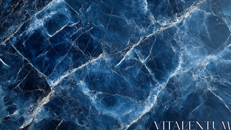 Deep blue marble macro surface reveals crystalline fracture veins