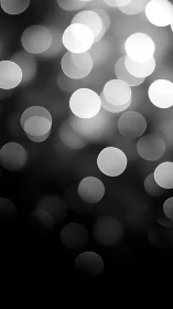 Luminous grayscale bokeh orbits drifting through soft night.