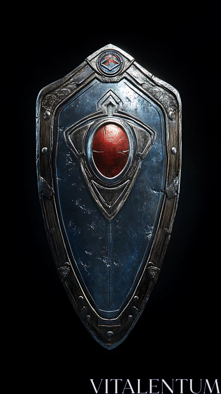 Runescarred sentry shield with ember core at watchful rest.
