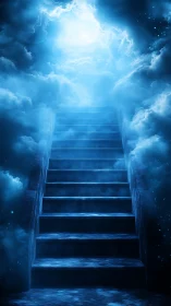 Gentle stairway of light leading toward a dreamy sky glow.