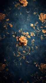 Ornate golden florals bloom across deep indigo textures