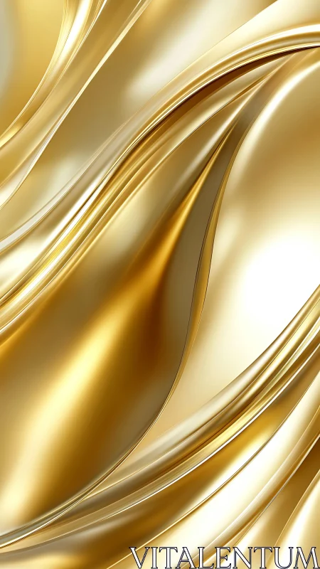 Abstract metallic gold waves with smooth reflective curves.