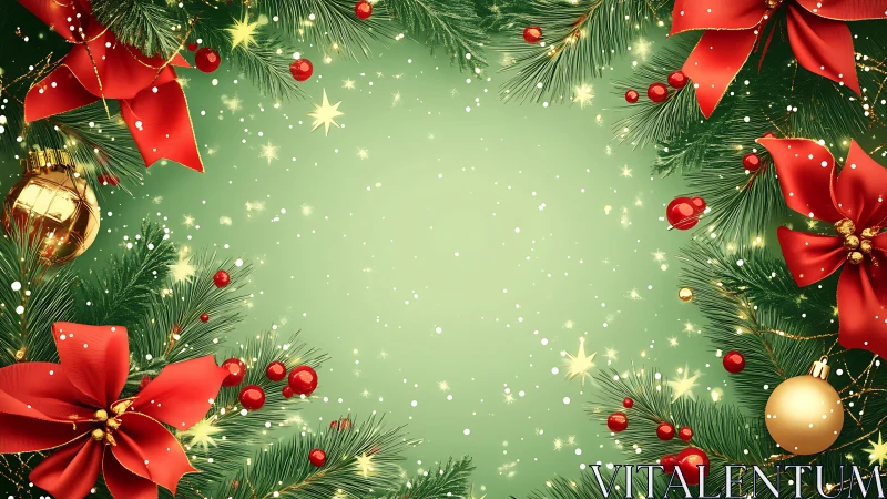 Christmas border frames green space with festive ornaments