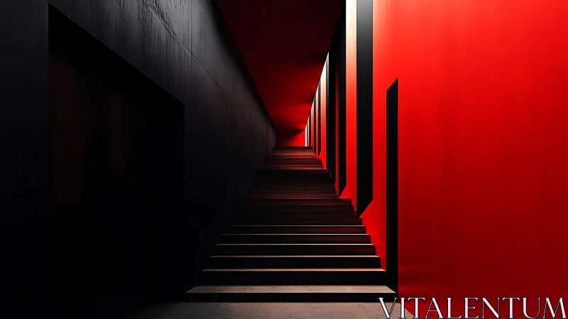 Crimson Passage: A Stairway into Geometric Fire.