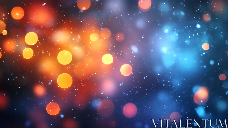 Bokeh-spectrum particle field with warm–cool chromatic contrast.