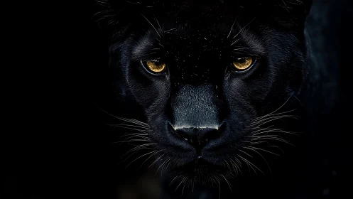 Black Panther's Piercing Golden Gaze Emerges from Darkness