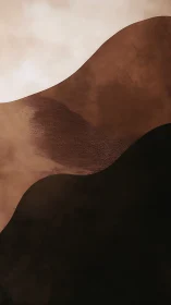Minimalist brown wave abstraction with layered curves.