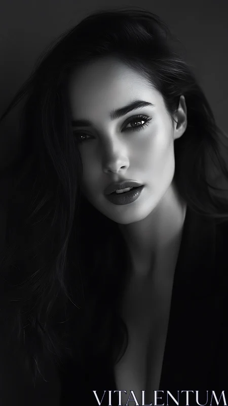 Monochrome portrait captures intense gaze and sculpted light.