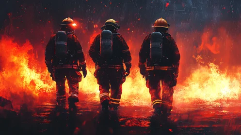 Three Firefighters in Intense Inferno: High-Temperature Tactical Response