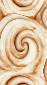 Swirls of warm cinnamon icing inviting cozy sweet cravings.