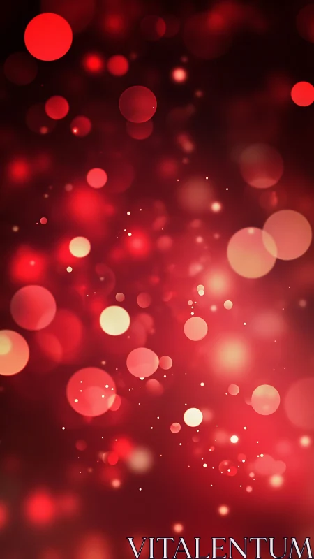 Red bokeh field with luminous circles on blurred gradient ground.
