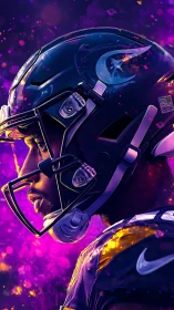Electric helmet dreams ignite under neon sideline storms