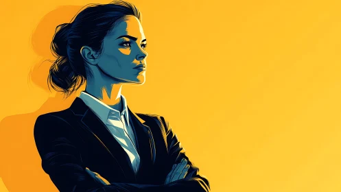 Confident Businesswoman in Modern Digital Illustration Style.
