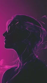 Neon magenta silhouette portrait with glowing vapor traces
