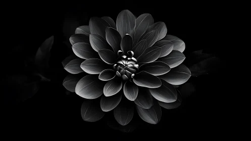 Black and white dahlia blossom against dark background. Stunning.