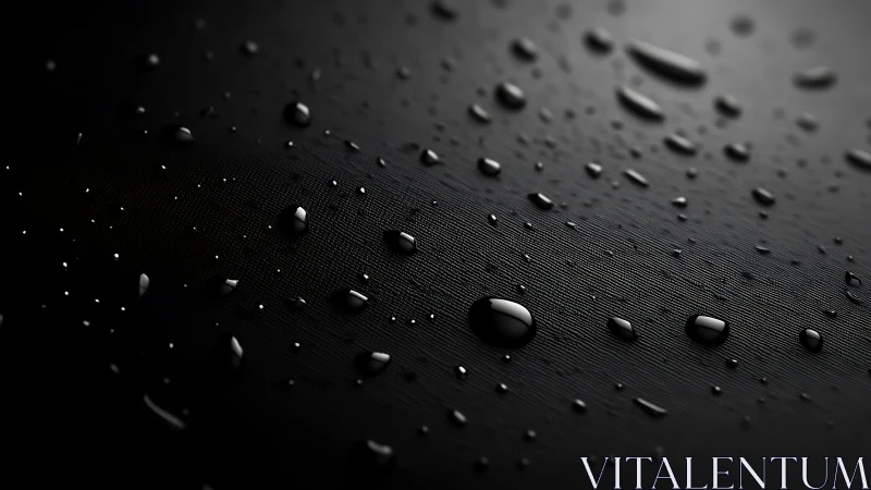 Gleaming raindrops drifting across a quiet black surface.