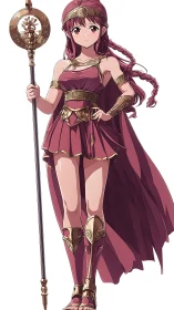 Warm-hearted anime warrior princess in ornate red armor.