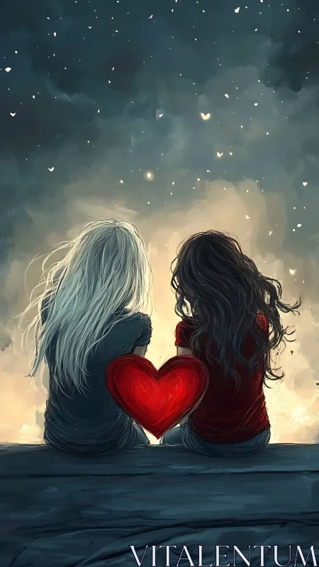 Two Hearts Find Comfort in a Starlit Moment of Love.
