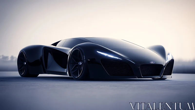 Low-angle render shows black Ford supercar on open surface