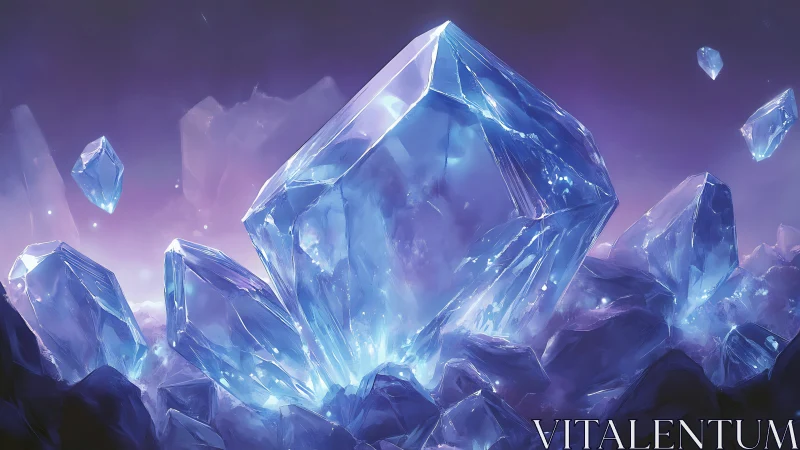 Luminous crystalline cluster in ethereal violet atmosphere.
