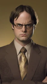 Intense office portrait with neutral backdrop and tight framing.