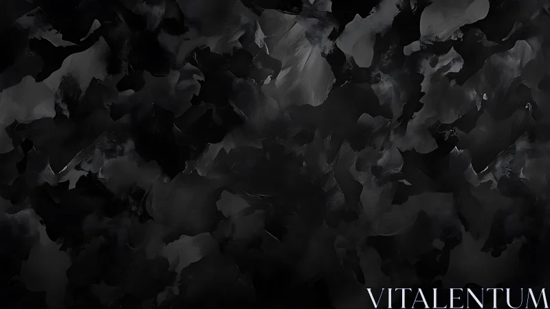 Monochrome abstract texture with dark irregular brush forms.