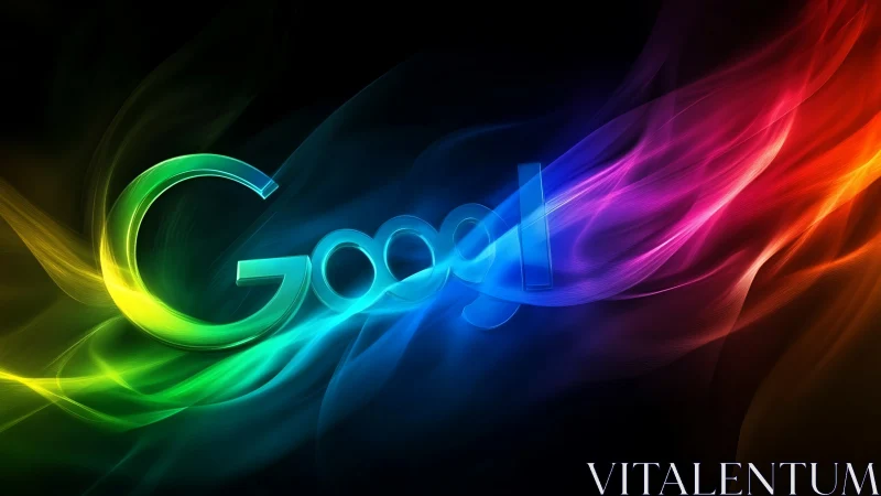 Iridescent wordmark swirling in multicolor light ribbons.