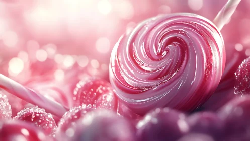 Sparkling Pink Lollipop with Sugary Swirl.