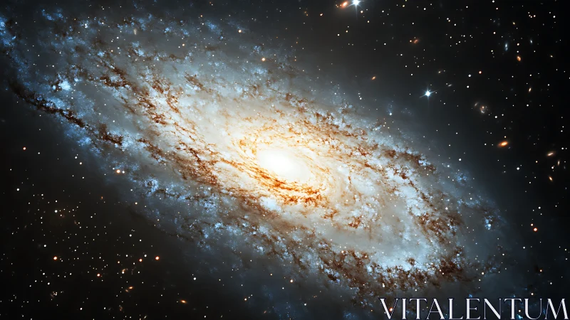 Spiral galaxy core is rendered with dense stellar structure
