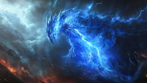 Storm-born electric dragon composed of searing blue plasma.
