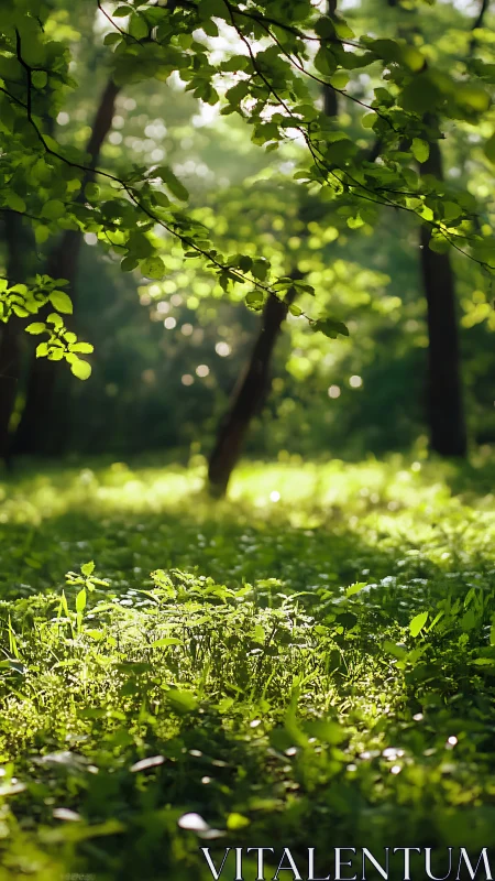 Verdant Cathedral of Light Where Shadows Dance With Green