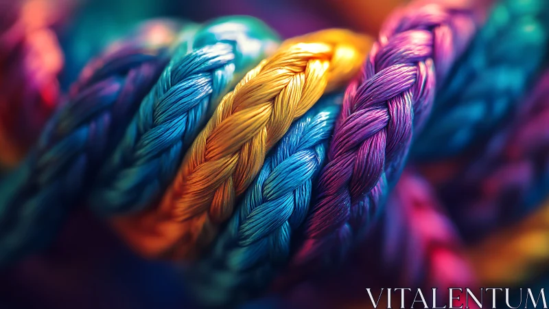 Braided neon fibers intertwine in glowing macro detail.