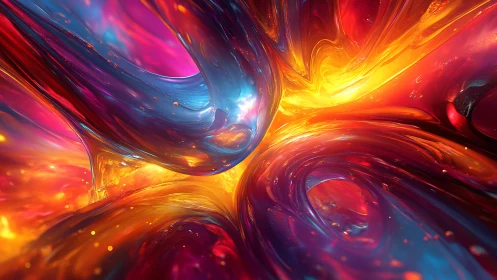 Abstract fluid color vortex with luminous gradients.