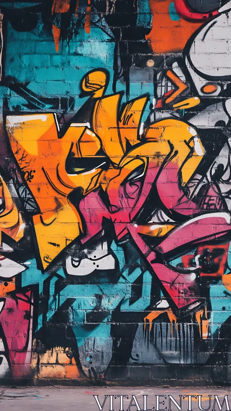 Urban graffiti mural explodes with neon color and bold forms.