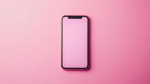 Modern Smartphone Display Mockup on Gradient Pink Background with Notch. Contemporary Mobile Device.