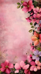 Floral Arrangement on Distressed Pink Textured Surface