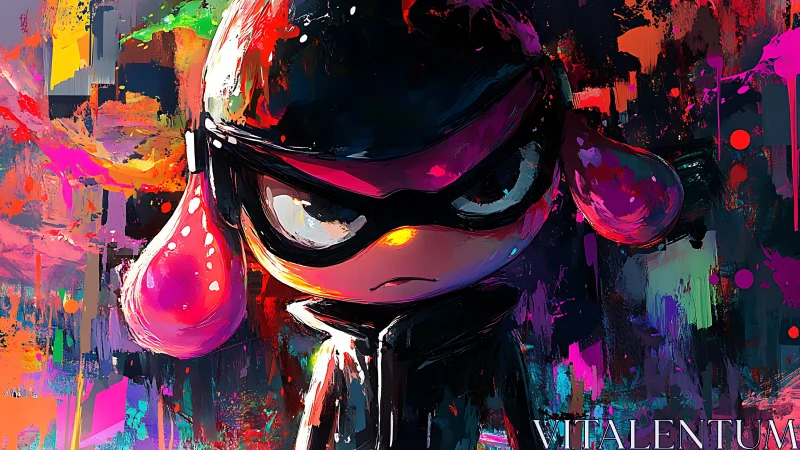 Bold ink hero glowing against a wild neon paint storm.