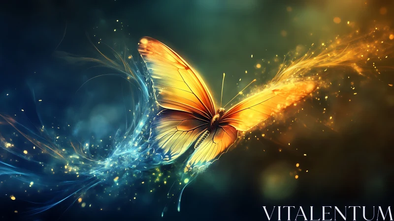 Luminous butterfly gliding through swirling night magic.