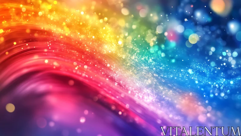 Prismatic light waves curve through glowing bokeh field.