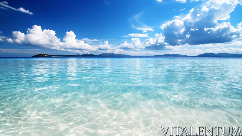 Crystal-clear tropical sea under dramatic cloud formations
