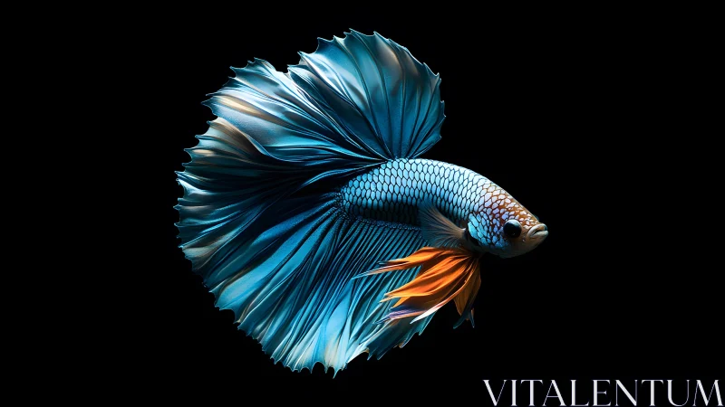 Vibrant blue betta fish in dramatic lighting, digital art style.