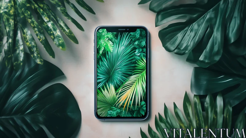 Phone window opening into a lush, calming digital jungle.