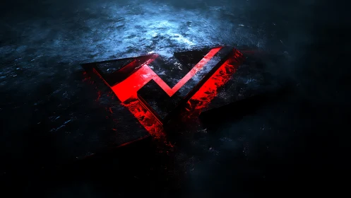 Crimson shard logo burning through midnight frost.